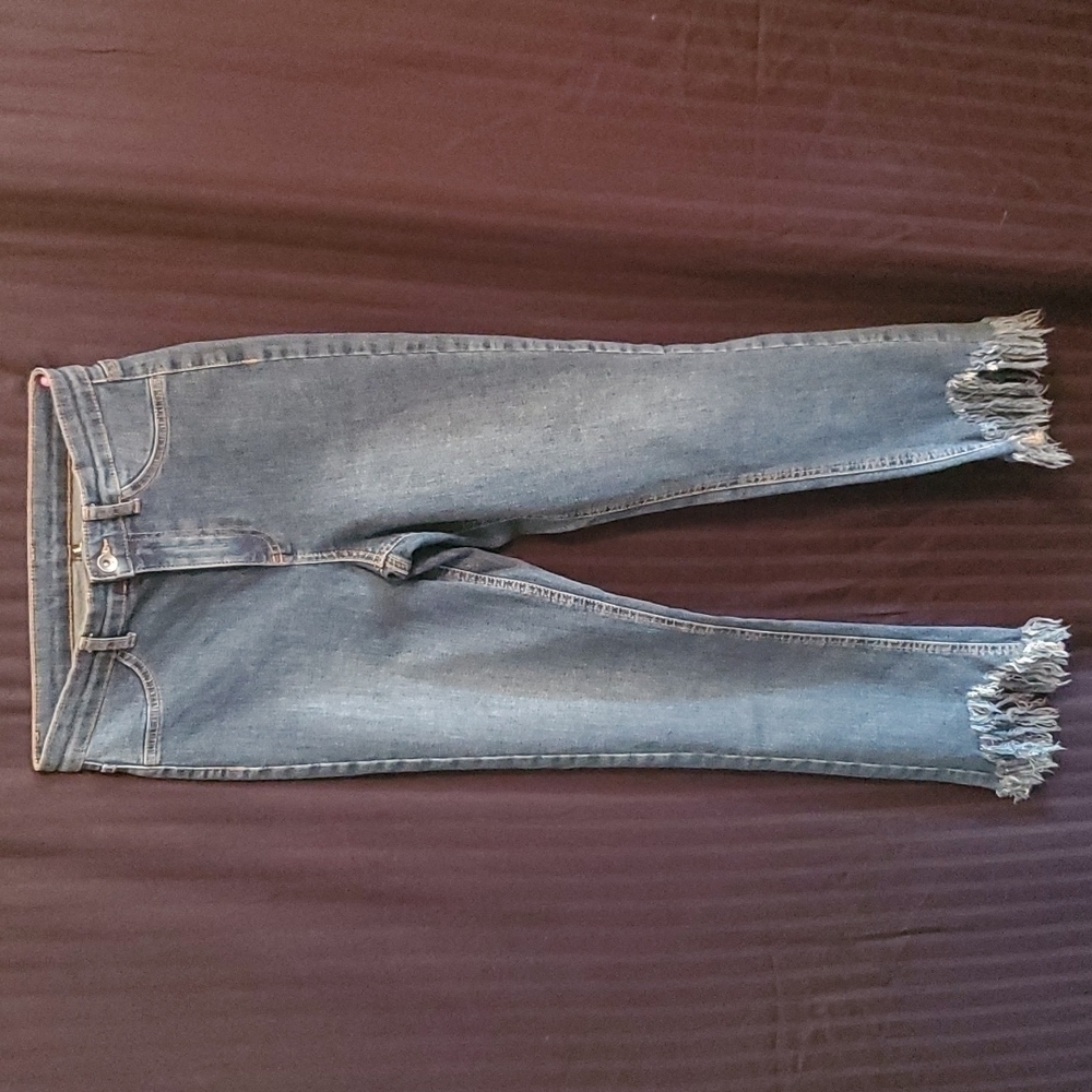 CALZEDONIA High Rise Raw Hem Jeans Size Med